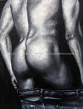 柏拉图油画手绘房间 健身房黑白人体艺术装饰画无框画挂画 健美画