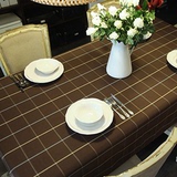宜家风纯棉现代简约格子酒店餐桌布茶几布台布西餐咖啡厅桌布棉麻