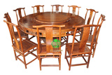 红木家具餐桌一桌十椅组合仿古中式非洲黄花梨木圆桌饭桌实木餐台