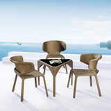 创意藤椅子桌子五件套 现代简约藤椅组合 阳台白色休闲藤餐桌椅