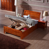 1.2米床实木床儿童床单人橡胶木高箱储物气动床现代简约环保床