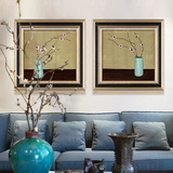 卧室挂画欧式美式餐厅壁画现代简约客厅装饰画沙发背景墙有框梅花