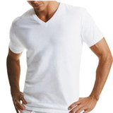 纯白色纯色t恤男士v字领短袖男体恤衫修身纯棉v领体桖男打底衫t桖