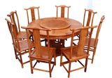 特价红木明式圆餐台餐桌带转盘餐桌椅烫蜡刺猬紫檀花梨木实木家具