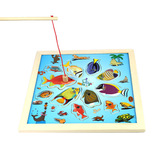 儿童磁性玩具木制拼图板早教益智过家家宝宝游戏钓鱼小猫双杆游戏