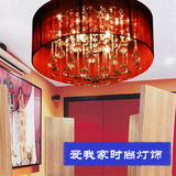 卧室灯具客厅LED水晶灯现代简约圆形拉丝水晶灯红色吸顶灯卧室灯