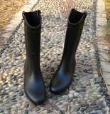 韩国女式时尚中高筒内增高平底雨鞋雨靴水鞋套鞋