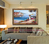 欧式客厅纯手绘 山水风景墙壁装饰油画挂画 地中海单幅玄关客厅画