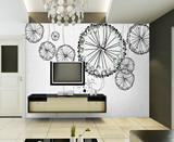 现代简修风格 抽象动感线条 黑白荷花 电视沙发背景 大型壁画壁纸