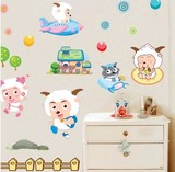 可移除儿童宝宝房装饰墙贴纸 幼儿园卧室床头卡通墙壁贴画喜洋洋