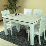 天然现代简约大理石实木餐桌椅组合长条长方形一桌四六椅吃饭桌子