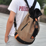 包邮韩版新款潮男女包包单肩双肩背包水桶包旅行包帆布包学生书包