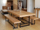 新款组装美式乡村复古做旧实木铁艺椅折叠餐桌饭桌酒吧桌办公桌桌
