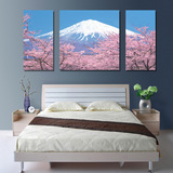 富士山画雪山风景壁画客厅沙发背景墙装饰画餐厅无框画日式画樱花