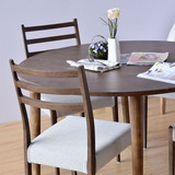 全纯实木圆桌榉木简约时尚圆形整套餐桌胡桃木色