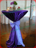 60CM圆面 紫罗兰 涤纶绸缎款鸡尾酒桌套桌布台布 配飘带