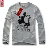 迈克尔杰克逊纪念衫/韩版成熟大码男式长袖T恤冬春秋装弹力莱卡棉