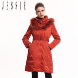 JESSIE杰西熟女女装2015新款秋季新品修身中长款棉衣JWWI1E340
