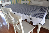 地中海风格餐桌布布艺藏青色加白格子特色桌布  可定做大小