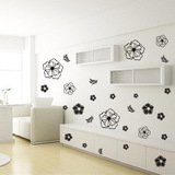 墙贴画墙壁纸卧室客厅沙发自粘背景装饰温馨一平艺美玻璃黑色小花