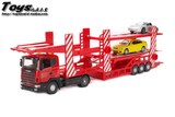 俊基1:43双层运输卡车模型 超长运送小汽车双层运输车模型玩具