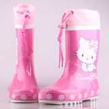 防水防滑保暖KT儿童女童雨鞋 卡通猫冬季两用大童水鞋胶鞋套鞋