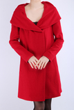 雅莹专柜正品女装秋冬新款红色羊毛大衣外套E12IP8021A特价送胸针