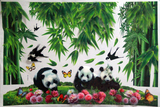 3D多层立体熊猫竹子贴画批发墙贴儿童房壁纸床头电视机背景墙贴纸