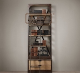 艺术客家具 法式 美式 北欧 复古做旧铁艺实木书柜边柜   w