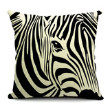 斑马黑白条纹动物创意棉麻沙发抱枕床头靠垫办公室靠枕含芯套特价