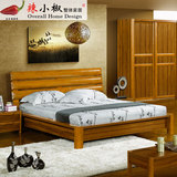辣小椒家具 中式实木床柚木家具 简约现代床 1.8米床高箱气压床