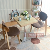 新品 韩式奶茶店桌椅 咖啡厅桌椅组合系列 水曲柳实木餐椅 餐桌