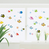 除卡通鱼浴室玻璃卫生间防水瓷砖墙贴纸儿童房卧室幼儿园贴画可移