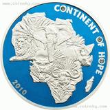 科特迪瓦2010年希望大陆非洲动物镶嵌水晶彩色银币