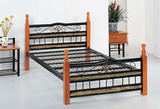 欧式钢木床1.2 1.5 1.8米实木铁床(橡木) 双人床单人床铁艺床5530