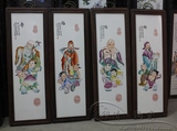 景德镇陶瓷画瓷板画手绘粉彩福禄寿禧人物瓷版画仿古做旧装饰壁画