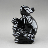 十二生肖陶瓷小动物黑色老鼠摆件工艺品家居摆设办公室装饰品摆件