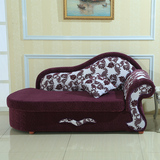 欧式田园贵妃椅 紫花植绒布艺沙发 舒适休闲太妃椅 懒人躺椅