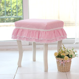 韩式粉色全棉化妆凳套防尘罩 钢琴凳套 韩版定做 田园凳子罩
