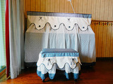 男孩地中海风格蓝白格子个性款布艺钢琴罩全套钢琴防尘罩定做