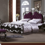 唯美新古典双人床 大床欧式婚床 尊贵紫双人床 箔银后现代双人床