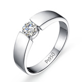 PT950纯银 镀铂金戒指 男士进口钻戒指 女礼物送男友 生日礼物