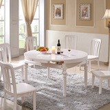 白色餐桌实木餐桌折叠餐桌方桌圆桌伸缩餐桌椅组合一桌四六八椅