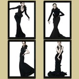 巴黎时装模特 现代黑白人物摄影作品 商店服装店更衣室有框装饰画
