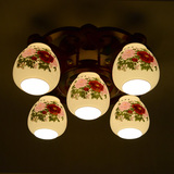 景德亮灯具中式现代简约复古客厅灯餐厅灯吸顶灯木艺陶瓷仿古灯饰
