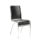 黑白皮艺现代餐桌椅子 电镀书椅 时尚简约金属餐椅 洽谈椅办公椅