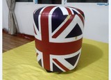 英国国旗 欧式时尚圆形皮革收纳櫈 储物凳 换鞋凳 沙发凳KTV坐凳