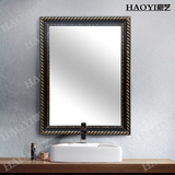 特价实木中式浴室防潮银镜镜子洗手间卫生间壁挂梳妆镜方形装饰镜