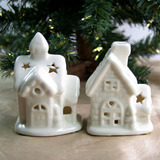 新品Smart Art陶瓷白色圣诞房子LED灯 创意雪屋摆件 来自星星的你