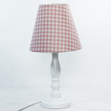 粉红色格子布艺灯罩装饰台灯 卧室床头 创意实木复古乡村田园台灯